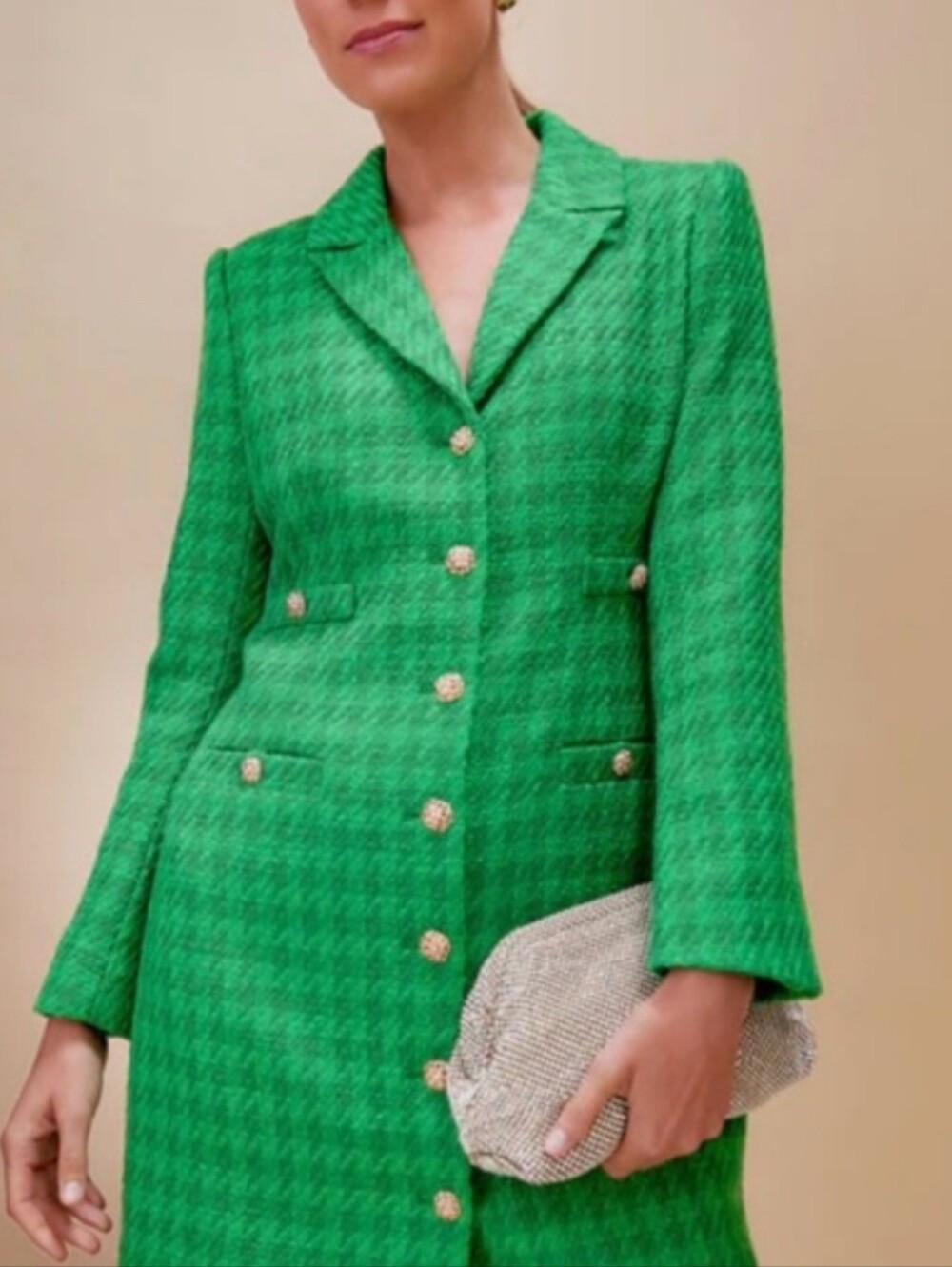 Tuckernuck Emerald Houndstooth Blazer with Gold Buttons